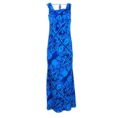 Vera Wang Womens Silk Cowl Neck Evening Dress Blue 2