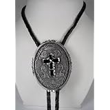 Diamondcut Black Enamel Cross Religious Bolo Tie by LadyM Buckles, U.S. Buckle