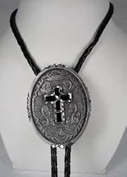 Diamondcut Black Enamel Cross Religious Bolo Tie