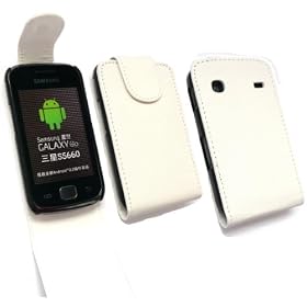 FLASH SUPERSTORE SAMSUNG S5660 GALAXY GIO PREMIUM PU LEATHER FLIP CASE/COVER/POUCH WHITE