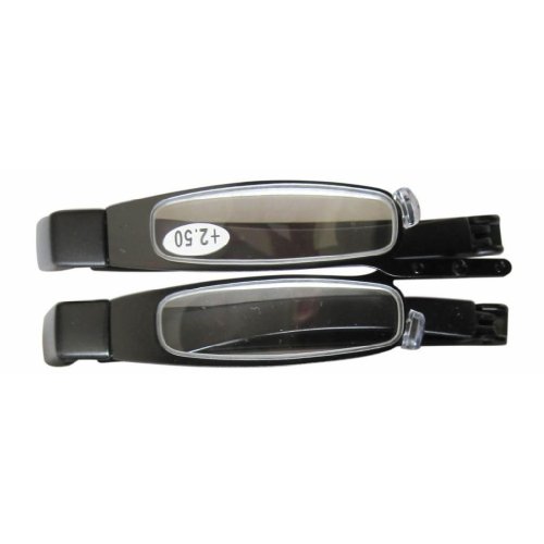 Eyekepper Stainless Steel Frame Plastic Temple Mini Folding Reading Glasses Black +2.00