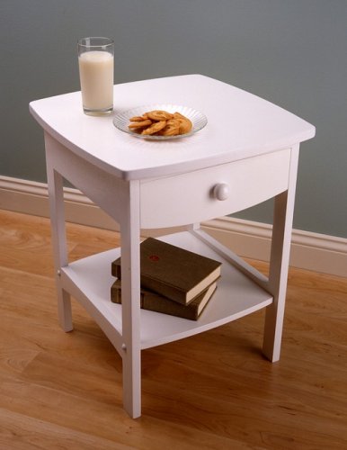 Winsome 10218 White Beechwood END TABLE/NIGHT STAND WITH ONE DRAWER