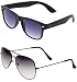 SHEOMY COMBO OF STYLISH BLACK WHITE AVIATOR AND BLACK BLUE WAYFARER SUNGLASSES WITH 2 BOX RS.349.00