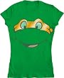 TMNT Teenage Mutant Ninja Turtles Big Face Foil Headband Mikey Green Juniors T-shirt