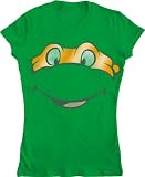  : TMNT Teenage Mutant Ninja Turtles Big Face Foil Headband Mikey Green Juniors T-shirt
