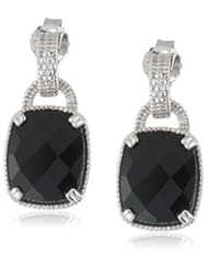 Sterling Silver Cushion Onyx Earrings