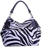 Hot New Black Large Zebra Print Faux Leather Satchel Bag Handbag Purse Tote (2 Colors)