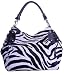 Black Large Zebra Print Faux Leather Satchel Bag Handbag Purse Tote (2 Colors)