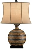 Currey and Company 6205 Tobacco/Black Tastemaster Table Lamp with Beige Linen Shades