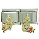 Animal Disney Gold Tweedledee Tweedledum Licensed Italian Charms Bracelet Link