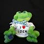 Plush Frog (Thad Polz) toy with I Love Iden