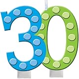Creative Converting Bright and Bold 30th Birthday Molded Numeral Cake Candle