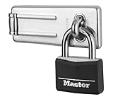 Master Lock 9140703EURDBLK 89mm Hasp and 40mm Covered Aluminium Padlock Set - Black
