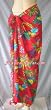 Full Size Pareo: Tropical Parrots on Red