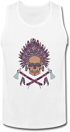 Layannie Men's Skull In Indian Chief Headdress Sleeveless Tank Top XXL