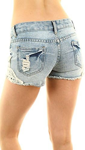 Denim and Lace Cut Off Shorts