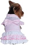 Anima Pink and White Stripe Seersucker Southern Belle Dress, Large