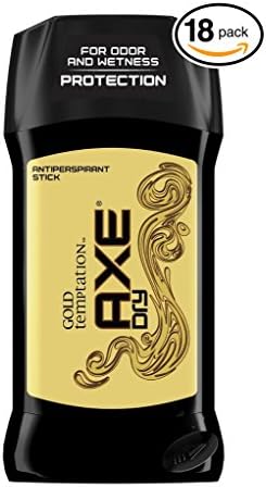 (PACK OF 18 STICKS) Axe GOLD TEMPTATION Dry Stick Antiperspirant &amp; Deodorant. 48 HOUR ODOR PROTECTION! Energized &amp; Fresh! (18 Sticks, 1.7oz each Stick)