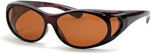 LensCovers Sunglasses Wear Over Prescription Glasses Small in Tortoise with Amber Lens