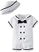 Rare Editions Baby Boys Infant White Nautical Bodysuit and Sailor Hat Set - 3 to 24 Months