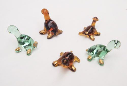 Set of Five Blown Glass Turtle Figurine Set 0.5"h