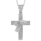10K White Gold Mens Diamond Cross Pendant 3.59 Ctw