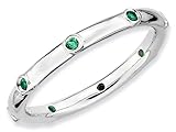 Stackable Expressions Sterling Silver Simulated Emerald Stackable Ring