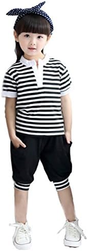 Ever Lovely Big Girls Striped T-Shirt Shorts 2 Pieces Clothing Set 3-11 Years, Tag 160
