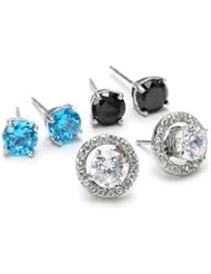 Sterling Silver 4 Piece Cubic Zirconia Studs and Jacket Set