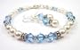 Damali .925 Sterling Silver Crystal Bracelet in March Aquamarine Swarovski Crystal Birthstones - MEDIUM 7 1/4 In.