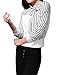 Allegra K Pullover Self Tie-Bow Neck Long Sleeve White Top Shirt for Lady XL