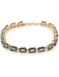 14k Yellow Gold Rectangular Mystic Topaz Modern Fancy Bracelet