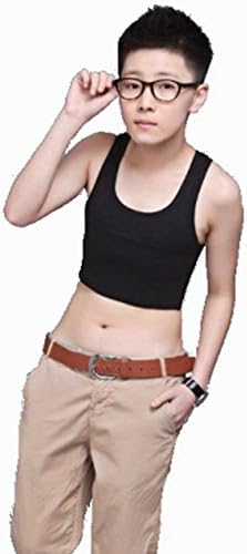 Peershing Breathable Buckle Short Chest Breast Binder Transgender Lesbian Tomboy Tank Top (M, black)