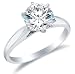 Size 7.5 - Solid 14k White Gold Classic Traditional Round Brilliant Cut Solitaire Highest Quality CZ Cubic Zirconia Engagement Ring 1.0ct.