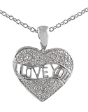 Sterling Silver I Love You Heart Necklace with Chain
