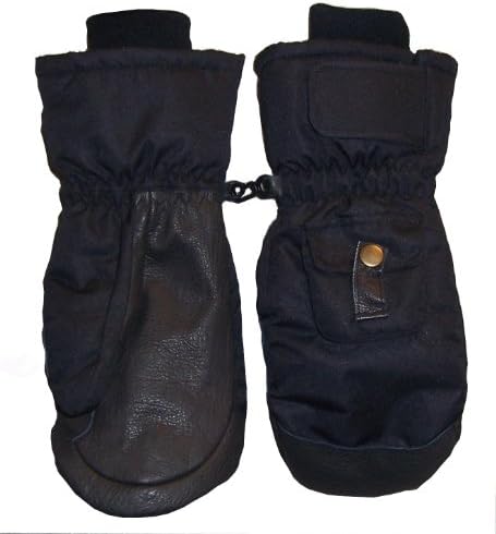 N'Ice Caps Kids 8-12 Yrs Leather Palm and Trim Breathable Waterproof Ski Mitten