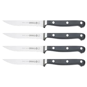 Mundial 5100 Series 4-Piece 4-Inch Steak Knife Set with Serrated Edge, Black