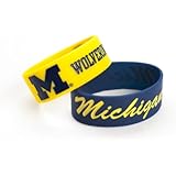 NCAA Michigan Wolverines Silicone Rubber Bracelet Set, 2-Pack