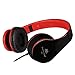 Intone I60 Lightweight Folding 3.5mm Stereo Over-ear Headphones Portable Stretch Headsets Earphones Leather Earpad with Build-in Microphone and Control Button for All Smartphones,laptops,tablets,pc,mp3/mp4,psp,ipod (Black/Red)