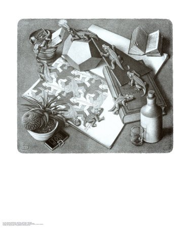 Reptiles Art Poster Print by M. C. Escher, 22x26