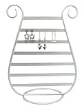 Earring Holder / Display (Silver Harp Shape) with 3 Pairs of Earrings Gray & Clear (jw)