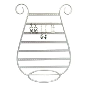 Earring Holder / Display (Silver) with 3 Pairs of Earrings (Grays & Clears) - For... by 