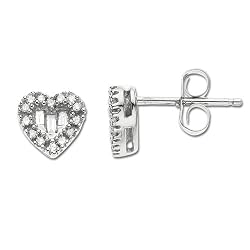 10k White Gold Diamond Heart Shaped Earrings (1/8 cttw, I-J Color, I3 Clarity)