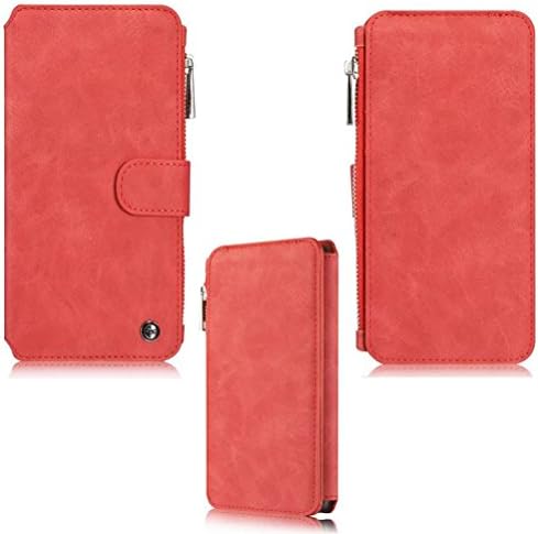 EHIPI Galaxy Note 5 Dermis Wallet case,Handmade Genuine Cowhide Leather Wallet Cover Case - Classic Matte Leather Wallet Type Case with zipper wallet Case for Samsung Galaxy Note 5 (NOTE5-ROSE)