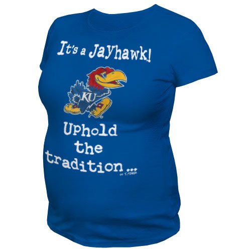 NCAA Kansas Jayhawks T.Fisher Uphold The Tradition Maternity Tee Shirt (Royal, Large)