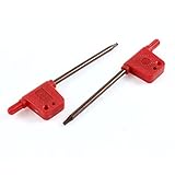 uxcell トルクスレンチ　プラスチック製ハンドル　旗のデザイン　T8　レンチスパナ　レッド　85mmの長さ　2個入り