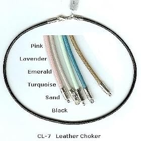 Bico Australia Jewelry, Leather Choker, CL-7 Light Emerald 18