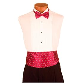 Kansas Cummerbund and Bow Tie Set - University of Kansas Red Cummerbund Set with Jayhawk Logo