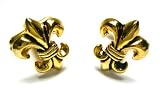 New 3D Fleur De Lis Scout Saints Gold Brass Cufflinks