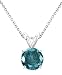 14k White Gold, Round, 4-Prong Dark Blue Diamond Pendant (1/2 ct)